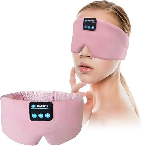 Joythink Cuffie per dormire Bluetooth Maschera per dormire Fascia di seta Auricolari Maschera per dormire sul lato Blackout Morbido Sonno Auricolari Musica Copertura per gli occhi Bambini