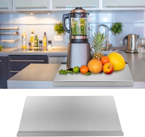 Zocipro Edelstahl Schneidebrett, 30 x 40cm Arbeitsplatte Edelstahl, Metall Brett mit Erhöhter Rand für Fleisch, Gemüse, Brot backen und kneten, Küche Bar Küchenarbeitsplatte Schneidebrett
