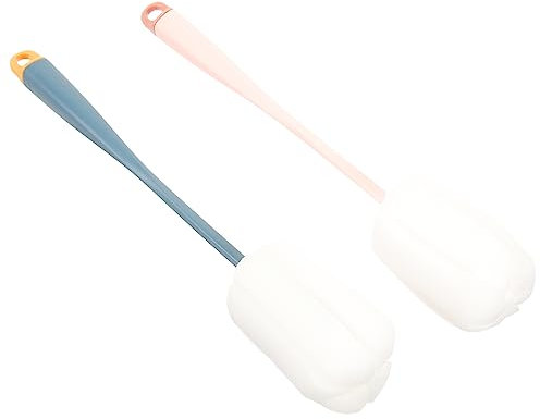 Anneome 2pcs Dr Bottle Brush Detachable Sponge Cup Cleaner Brush for Home Travel Long Handle Bottle Cleaning Gentle Sponge Bristles Easy Storage Cleaning Gadgets