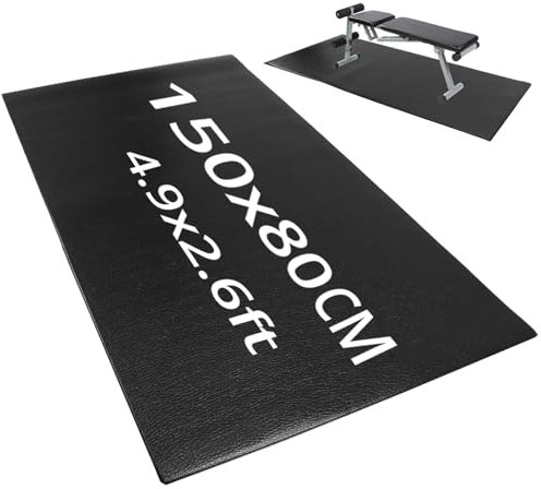 QWORK® Tappetino per Attrezzi per Esercizi, 150 x 80 x 0,6 cm, Tappeto Palestra in PVC ad Alta Densità - Fonoassorbente e Antiscivolo