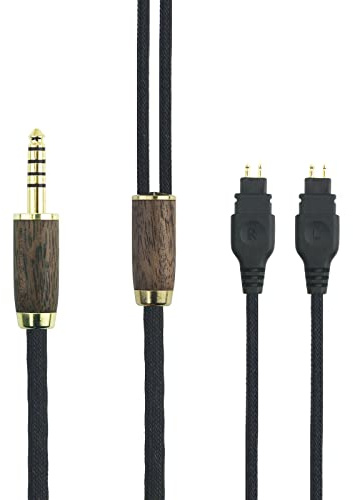 NewFantasia Cable equilibrado de repuesto de 4,4 mm compatible con auriculares Sennheiser HD600, HD650, HD580, HD660S, HD58X, HD660S2, HD6XX 7N OCC, cable chapado en plata, carcasa de madera de nogal