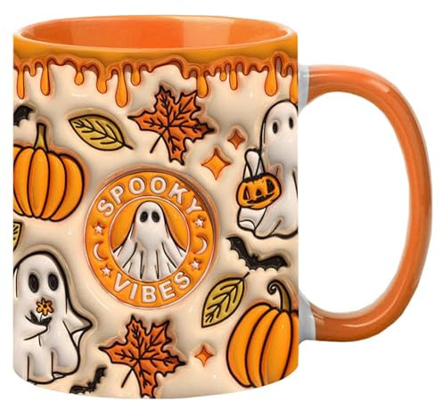 Jingmiger Tasse Fantôme Halloween - Tasse À Café En Céramique Avec Poignée, Citrouille Effrayante - 350 Ml Pour Café, Thé, Lait, Boissons