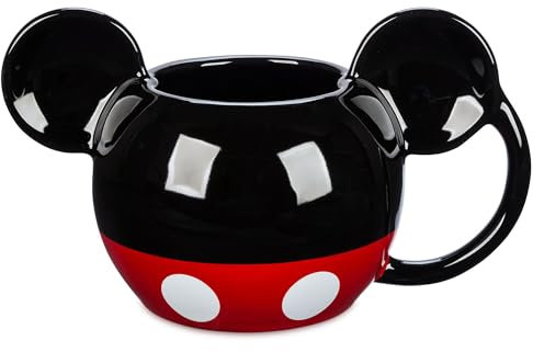 Disney Store Official Mickey Mouse Signed Mug, Classic Black & Red style with 3D ears, Iconic Mickey Mouse Shape, Coffee, Tea & Hot Chocolate Mug
