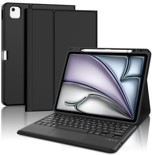 SENGBIRCH Funda Teclado para iPad Air 13 Pulgadas 2025 M3/2024 M2 con Touchpad, Bluetooth Desmontable, Español Ñ Teclado para iPad Air 13 M3/M2 2025/2024, Negro