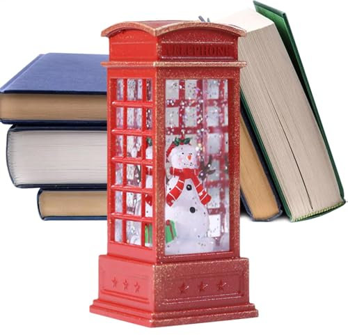 Schneekugel-Laterne, beleuchtete Schneekugel | Weihnachten Telefonzelle Glitzer Laterne - Beleuchtete Wasserlaterne, Weihnachtsdekoration, leuchtende Schneekugel für Schlafzimmer und