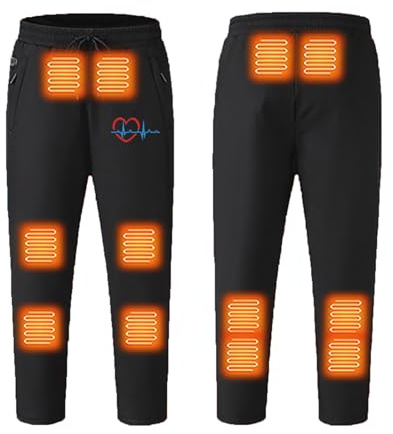USB Electric Heated Pants for Men UK Clearance,Men's Heated Trousers with 3 Adjustable Temperature,Winter Warm Sweatpants Drawstring Waist Outdoor Motorcycle Hiking Walking Trouser with Zip Pockets