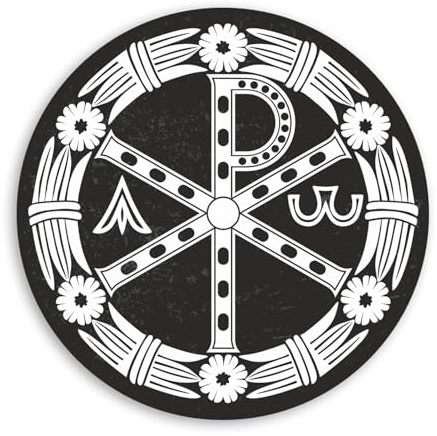Vinyl-Aufkleber #70864 mit altem christlichem Symbol, Jesus Christus, Alpha, Omega, 2 Stück