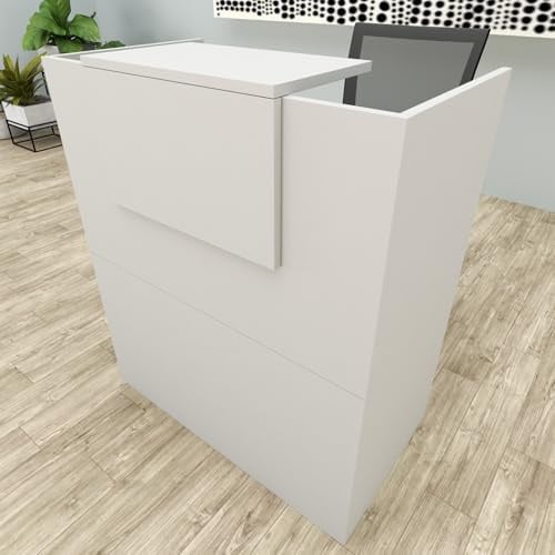 Henor Mostrador Oja. 100 x 50 x 107 cm. con Mesa Interior. Ideal para Recepción Atención Oficina Comercio Negocio Local Comercial. Gris.