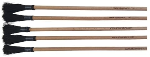 Ahsen Ebru - Lot de 5 pinceaux à marbrer serpme - Pinceaux Ebru faits à la main avec manche en bois de hêtre et poils fins naturels - Pour une pulvérisation fine dans la technique traditionnelle Ebru