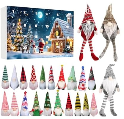 Wichtel Adventskalender 2025, Weihnachtswichtel Figuren Adventskalender 2025, Weihnachten Countdown Kalender mit 24 Wichtel Puppen, Gnome Plüsch Spielzeug für Kinder und Erwachsene