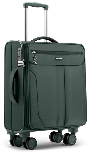 Travely Valise Cabine Souple M avec Compartiment Ordinateur 15,6, 4 roulettes, Cadenas TSA, Extensible, déperlant, légère, Bagage de Voyage