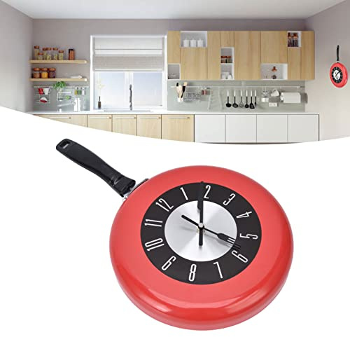 ZJchao Frying Pan Wall Clock Stylish Aluminum Kitchen Pot Decorative Hanging Clock For Dining Room Bars And Restaurants Material Aluminum Size 10 Inches