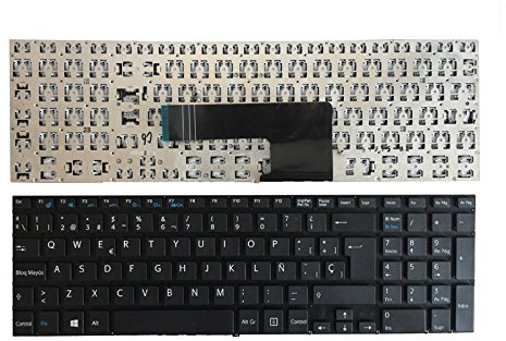QHHOZHD Spanisch Laptop Tastatur für Sony für Vaio SVF152 SVF153 SVF1541 SVF1521K1EB svf1521p1r SVF152C29M SVF1521V6E weiß/schwarz/Silber(Black)