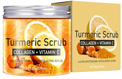 200 g Kurkuma-Peeling, Kurkuma- und Vitamin C-aufhellendes Körperpeeling, Tiefenreinigung, Feuchtigkeitsversorgung und Pflege, gleichmäßiger Teint, für stumpfe und trockene Haut (1PC)