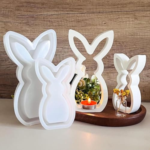 BDYLYS 2 Stück Silikonformen Gießformen für Ostern und Frühling,3D Hase Silikonform Ostern für DIY Handwerk,Gießformen Silikon zum Kerzen,Gießen,Epoxidharz Formen