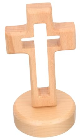 TOYANDONA Rustikales Tischkreuz aus Holz – Freistehendes Tischkreuz aus Holz, Religiöse Dekoration für Zuhause, Kirche, Hochzeit, Kommunion, Gebet Und Besondere Anlässe