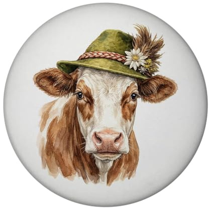 speecheese Magnet mit Flaschenöffner Kuh mit alpenländischem Trachtenhut | Rustikaler - lustiger Trachten-Look
