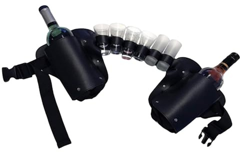 Biergürtel – Leder + Gurtband, 6er-Pack Bierdosenhalter | 120 * 18,3 cm Verstellbarer Gürtel für Partys, Camping, Grillen, strapazierfähiges Nylon mit Schnellschnalle für Partys, Camping, Grillen