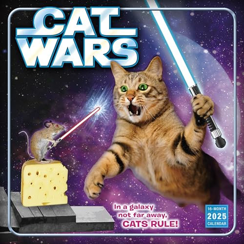 Cat Wars 2025 Wandkalender, 16 Monate, Humor & Comic-Kalender, 30,5 x 30,5 cm