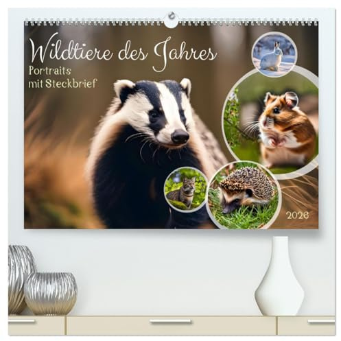 Wildtiere des Jahres (hochwertiger Premium Wandkalender 2026 DIN A2 quer), Kunstdruck in Hochglanz: Vom NaBu zwischen 2003 und 2025 gewählte Tiere mit Steckbrief (CALVENDO Tiere)