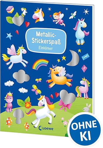Metallic-Stickerspaß - Einhörner: Abwechslungsreiche Rätsel und Ausmalbilder für Kinder ab 5 Jahren- Mit mehr als 45 coolen Metallicstickern
