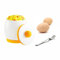 Inovey Microwave Egg Cooker, Portable Design With Lid, Instant Scrambled, Ceramic, White and Yellow, 645g, 12x12x16.5cm, Round