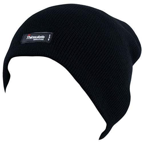 HeatGuard Herren Thinsulate Beanie Mütze 2 Farben One Size, Schwarz , Einheitsgröße