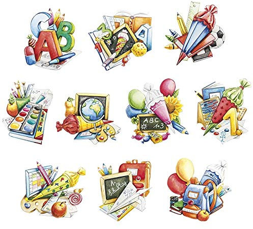 Ideen mit Herz 3-D Motive, ausgestanzt, ca. 7-10 cm, 10 Stück im Beutel | Bilder zum Basteln & Dekorieren | Grußkarten selber Machen | Bildmotive für Scrapbooking & DIY-Deko (Einschulung)