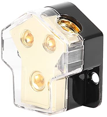 Power Distribution Block, Fydun Power Ground Distribution Block Car Audio Power Supply Distribution 1 * 1GA In 2 * 4GA Out Block Splitter Alloy plastic