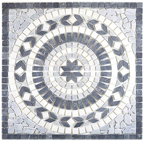 Piastrella a mosaico in pietra naturale, grande, travertino, antracite, nero, bianco, per decorazione da parete, bagno, WC