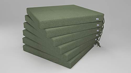 Rollmayer 6er Set Stuhlkissen wasserdicht und regenfest Stuhlauflage Sitzkissen Sitzpolster Auflage für Stühle in Haus und Garten Kollektion Velvet (Olivgrün 21, 40x40x4cm)