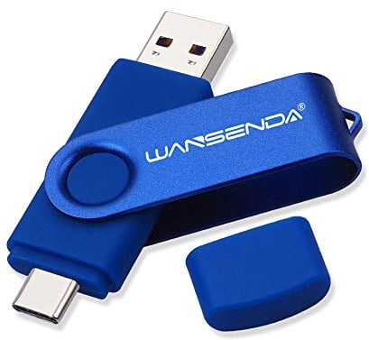 WANSENDA USB C Stick 64GB, USB-Stick Typ C Speicherstick OTG USB 3.0 Dual Flash Drive 2-in-1 Memory Stick für Tablet, PC, MacBook, Typ C Android Handy (64G, Marineblau)
