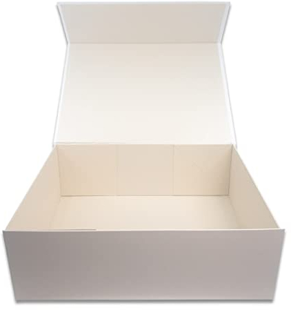 Boîte cadeau pliable - Emballage plat pour cadeaux de Noël, anniversaire, anniversaire de mariage ou mariage - XL - 38 x 29 x 13 cm (blanc)