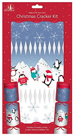 QDS Machen und befüllen Sie Ihre eigenen Weihnachts-Knallbonbons festliches, saisonales Party-Bastelset (Pinguine Skifahren)