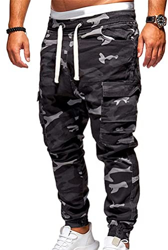 Tomwell Pantalon Homme Cargo Militaire Casual Workout Automne Et Hiver Mode Casual Sport De Jogging De Sport Occasionnels Lâche De Survêtement Pantalon A Noir XXL