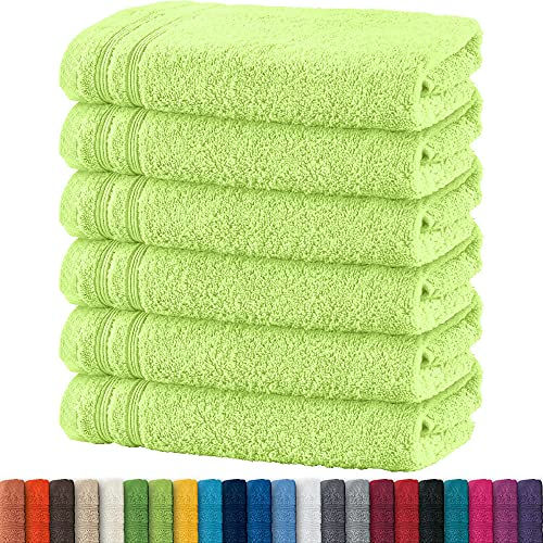 Erwin Müller Handtuch 6er-Pack Heidelberg 100% Baumwolle - saugstark, gut trocknend, kompakt, leichte Qualität hellgrün Größe 50x80 cm - ideal für Sport, Strand, Reisen