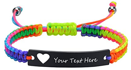 Armband Damen mit Gravur Geflochten Freundschaft:VNOX 1pcs Einstellbar Bunt Handgefertigtes Personalisierte Brautjungfer Partner Schwestern Seilarmband|Paar Armbänder