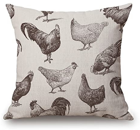 Solekla Dekoratives Kissenbezug mit Hühner- und Hahn-Muster, 45,7 x 45,7 cm, für Wohnzimmer, Schlafzimmer, Home Office, Esszimmer, Outdoor