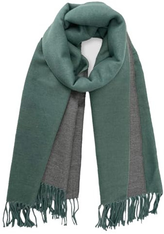 PFLife Damen Kaschmir Schal Wärmender Winter Schal Wendbares Modell mit Fransen Weiche große Kaschmir Decke, 80'' * 27'' (200 x 70 cm), Grün
