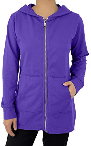 JOPHY & CO. Felpa Donna Lungo con Cappuccio, Cerniera e Tasche (cod. 9047) (L, Viola)