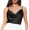 RPAEOY Camiseta Tirantes Mujer Satén Sin Mangas Sexy Cuello V Ajustable Tirantes Tank Top Casual Suelta Suave Verano Camisetas Lencera De Fiesta del Club Negro XL