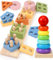 Subtail Montessori Spielzeug ab 1 Jahr - Holzspielzeug Motorikspielzeug Baby 6 9 Monate - Holz Stapelturm Baby ab 1 Jahr - Steckspiel und Stapelspiel Kinderspielzeug - Geschenk 1 Jahr Junge Mädchen