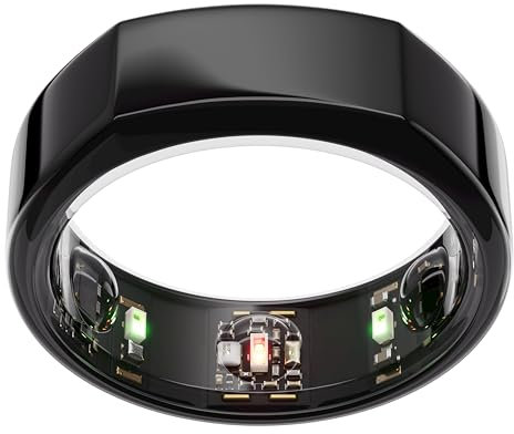OURA Gen3 Heritage Smart-Ring - Größe 7, Black | Wearable für Schlaf-, Herzfrequenz- und Fitnesstracking - Bis zu 7 Tage Akkulaufzeit - Kompatibel mit iOS/Android - Bestimme Deine Größe vor dem Kauf