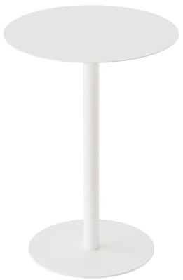 HOMEWINS Runder Beistelltisch in Weiß, Hochwertige Metall Matte Textur, Modern Design Couchtisch, Nachttisch, Kaffeetisch, Sofatisch - B40 x H60 cm