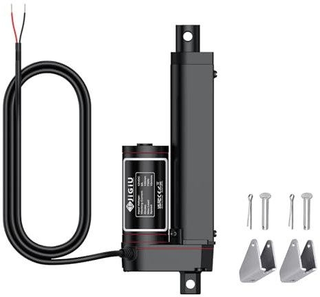 JiGiU 12V Aktuator Heavy Duty 160lbs/750N Linearantrieb 100mm 4-Zoll Linearantrieb mit Montagehalterungen & IP65 Schutz für Auto RV Elektrische Tür Industrielle Maschinen Schiffe Fracht-Schwarz