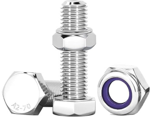 Drenky Bulloni e Dadi M10, 10 Pezzi Bulloneria Bulloni E Dadi M10 X 30 mm Set Di Viti Con Dadi Autobloccanti Acciaio Inox A2 V2A Set Di Dadi E Bulloni Per Macchinari, Mobili, Stampa 3D, Auto, Navi