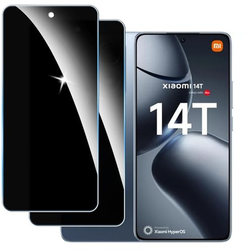 LYPHPE 【2 Piezas】 Protector Pantalla Privacidad para Xiaomi 14T,Cristal Templado Anti Espía,Anti-Espía Vidrio Película,9H Dureza,Anti-Arañazo,Sin Burbujas,Privacy Screen Protector