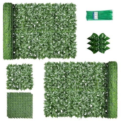 DUDUPIE Artificial Plant Wall Panels (3m x 1m), UV-Resistant Faux Ivy Hedge, Indoor/Outdoor Privacy Screen, Easy Install with Accessories, Suitable for Garden, Patio, Wedding Decor