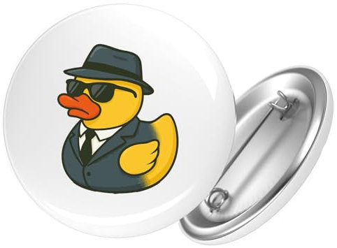 Huuraa Ansteckbutton Quietscheente Agent Gummiente Spion Geschenk Größe 59mm Quietscheente Agent Accessoire