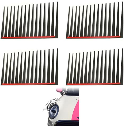 Auto Wimpern Aufkleber, 2 Paare 3D Scheinwerfer Wimpern aus Vinyl, Lustige Auto Dekoration für Frontscheinwerfer, Einfache Klebe-Design für Autoaccessoires, Universell für Frauen und Mädchen